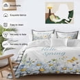 thumbnail image 5 of Hello Spring Twin Size Comforter Set, Spring Floral Flower White Daisy Butterfly Black Plaid Bedding for All Seasons, 4 Pcs Bed Set, 1 Quiltcover (68"x86") ,1Sheet(67"x116"), 2Pillowcases (30"x20"), 5 of 9