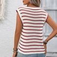 thumbnail image 7 of ABATAB Womens Short Sleeve Sweater Spring Summer Crewneck Striped Pullover Casual Fashion Cap Sleeve Knit Vest Tops Clothes, 7 of 7