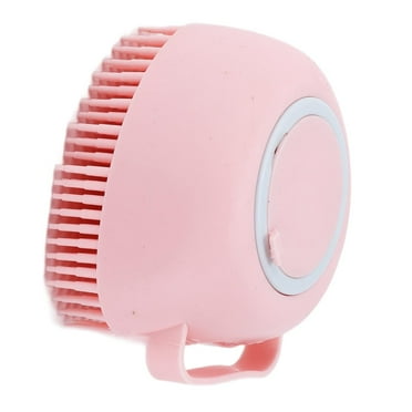 Dog Shampoo Brush, Spillproof Cap Silicone Pet Bath Massage Brush Rich Bubbles Pet Shower Brush for Cleaning (Pink)