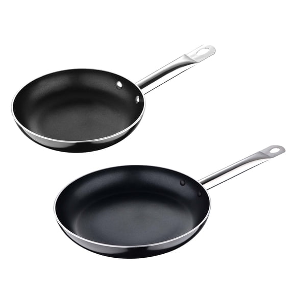Prochef by Bergner - 2 Pc, 10" & 12" Cast Aluminum Non Stick Fry Pans Set, 2 Pieces, 10 Inches, 12 Inches, Black