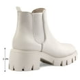 thumbnail image 5 of Pennysue Women's Platform Chelsea Booties Off-white Round Toe Ankle Boots Size 8.5, 5 of 5