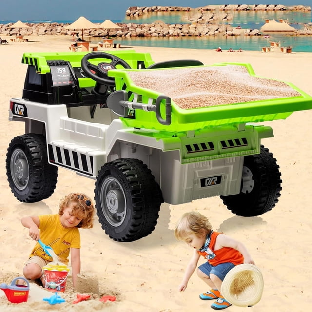 Yeshouse Los niños viajan en camión volquete,12v paseo en camión volquete para niños 4-8 años,4WD vehículo de construcción con Control remoto