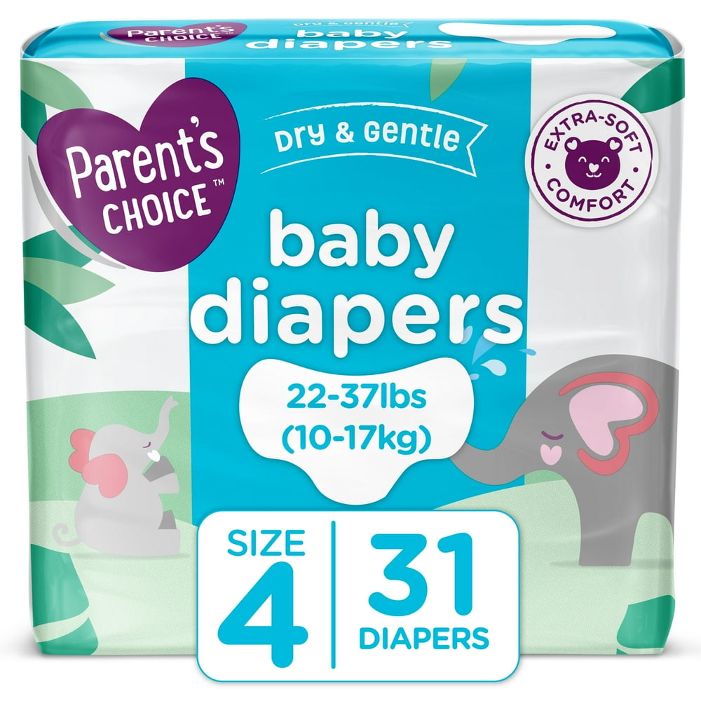 Parent's Choice Dry and Gentle Baby Diapers, Size 4, 31 Count - Walmart