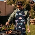 thumbnail image 4 of Black Dinosaurs Stars Pterosaurs Pattern Apron-Garden Aprons for Women with Pockets-Cotton Linen Waterproof Kitchen Cooking Gardening Aprons Adjustable for Kitchen,Cooking,BBQ and Salon 33x27 Inch, 4 of 7