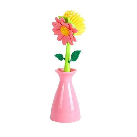 Kitchen Cleaning Brush Flower Long Handle Wash Pot Brush Dishwashing Brush Kitchen Accessories Dish Hearth Cleaning Tool