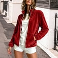 thumbnail image 3 of Gytharion Women's Velour Track Jackets Full Zip Stand Collar Velour Jackets Long Sleeve Solid Color Zip Up Jackets with Pockets, 3 of 6