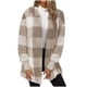 thumbnail image 2 of Chaqueta y abrigo informal de manga larga sin capucha para mujer, de invierno, de polar de doble cara, a cuadros, de manga larga, tipo cárdigan, abrigo, blusa de poliéster, 2 of 5