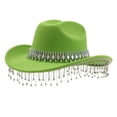 thumbnail image 3 of TINZ Stylish Cowboy Hat For Women And Men Western Hat With Large Round Gemstone Fringe Rhinestone Decorations For Parties And Events Cowboy Hat Party Necklace Cowboy Hat, 3 of 3