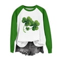 thumbnail image 4 of St Patricks Day Sweatshirt Women Green Long Sleeve Shirts Shamrock Crewneck Sweatshirt Color Block Raglan Tops Cute St Patricks Day Shirt Women, 4 of 5