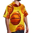 thumbnail image 2 of Basketball Men's Casual Poplin Printed Button Down Short Sleeve Summer Beach Shirts - Unisex, 2 of 6