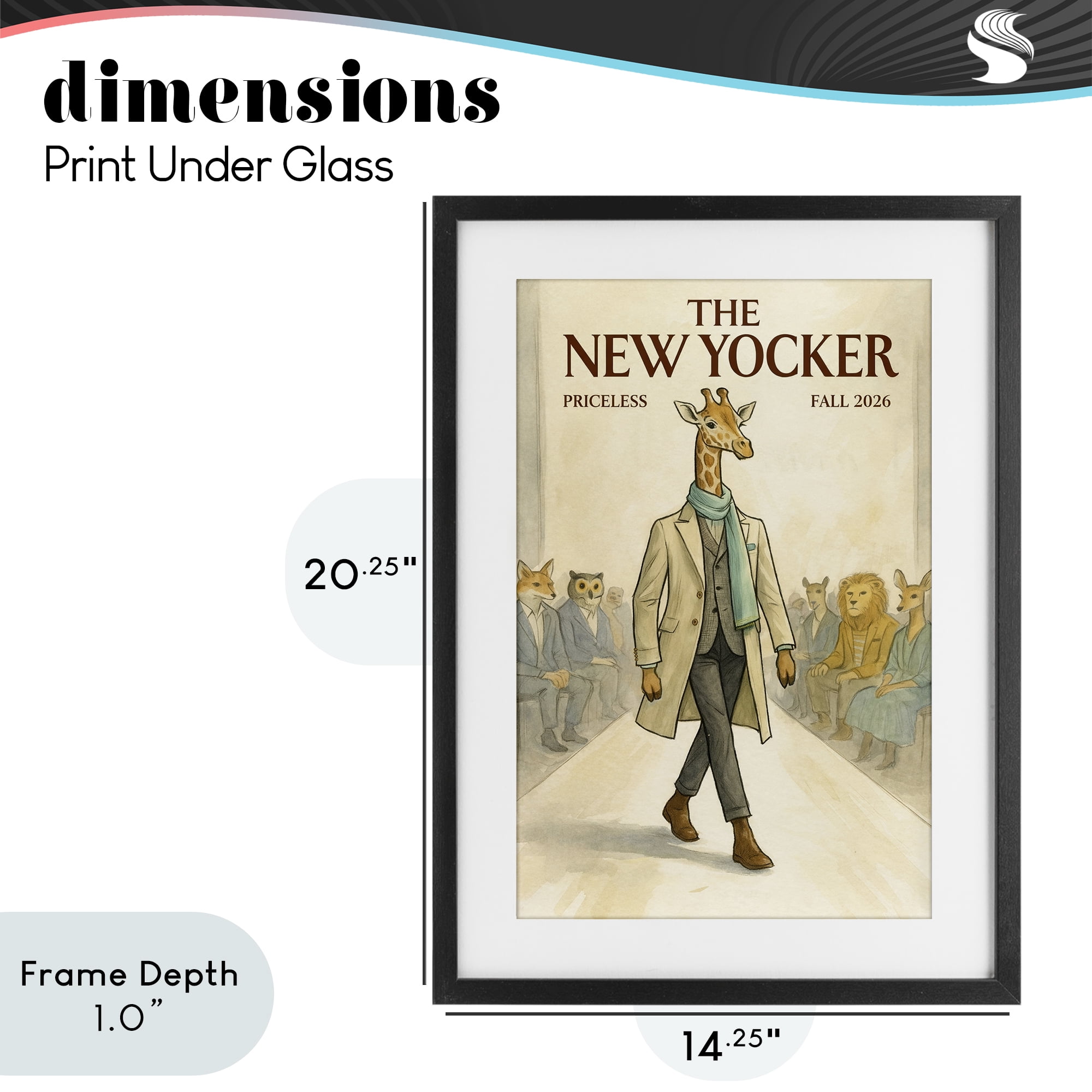 Stupell Industries New Yocker Giraffe Model Black Framed Print Under Glass, design by Grotto Studios