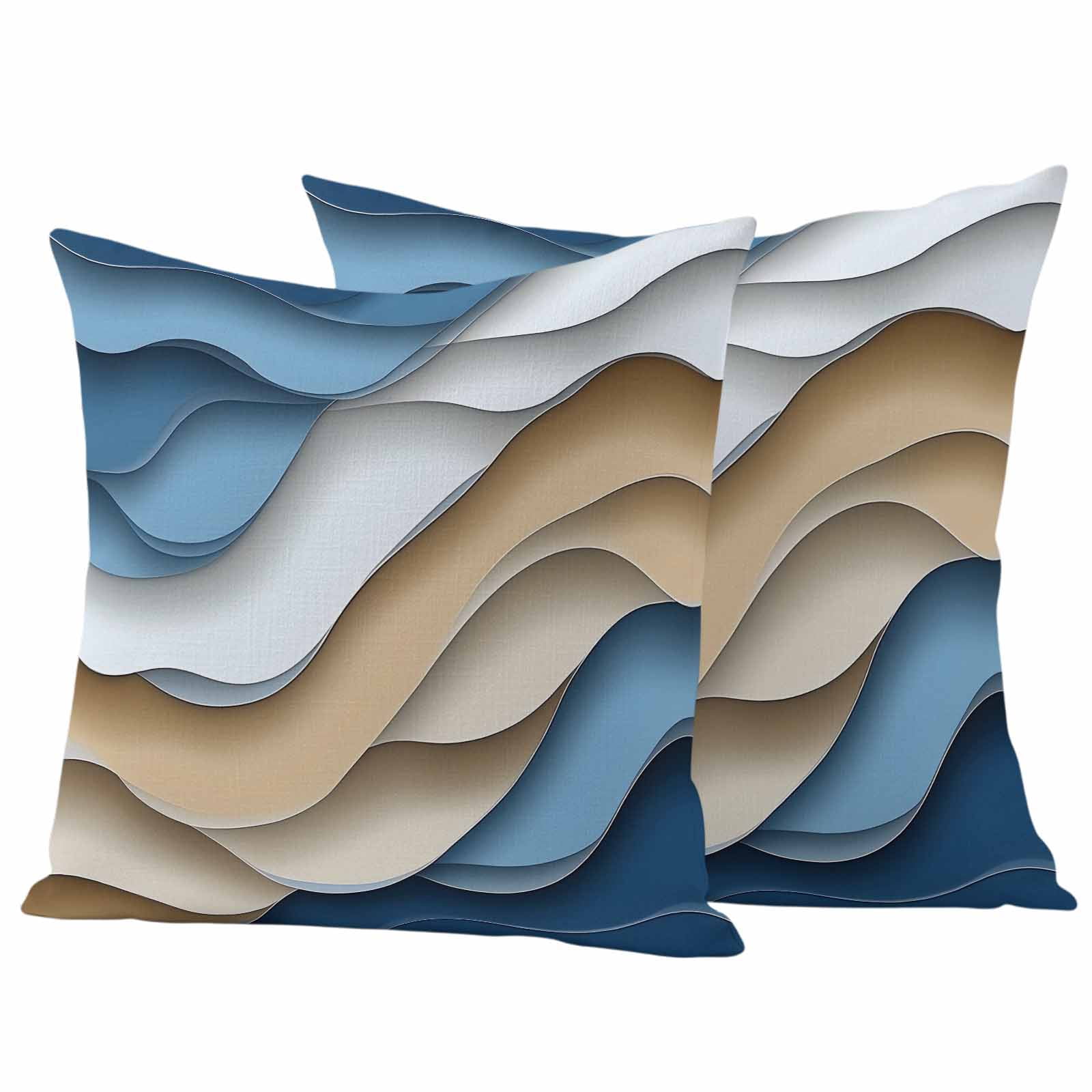 Blue Brown Outdoor Pillow Covers 26x26 Inch Throw Pillow Covers Set of 2 Waterproof Decorative Pillow Cases Ombre Aesthetics Geometric Moire Art Cushion Covers for Patio Furniture Garden Couch Sofa