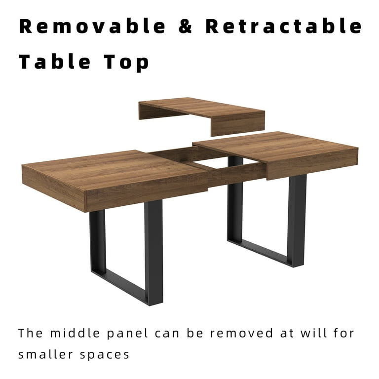 Coewske Wooden Extendable Dining Table, 63''-79'', Modern Rustic