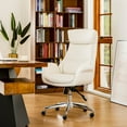 thumbnail image 3 of Glitzhome Mid-Century Modern Leatherette Adjustable Office Chair Camel, 3 of 5