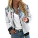 thumbnail image 1 of Chaqueta bomber con estampado de murciélago rosa para mujer, abrigo informal ligero con cremallera, puños y dobladillo acanalados, 1 of 5