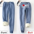 thumbnail image 2 of IROINNID Fleece Sweatpants for Women Thermal Printed Winter Pants Lamb Fleece Elastic Thickened Plush Warm Sweatpants Long Pants,Blue, 2 of 8
