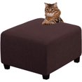 thumbnail image 1 of Ottoman Cover Slipcovers Square Fit Length 13"-44" Footrest, Stool Covers, Ottoman Protector Cover, Footstool Covers with Stretch Thick Checked with Elastic Bottom, Removable Washable(Chocolate,XXL(85, 1 of 7