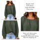 thumbnail image 5 of Cuadrado Masajeadores de cuello largo puff manga blusa mujeres moda suelta casual color puro gota hombro pullover Tops, 5 of 6