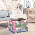 thumbnail image 3 of Yayeee Collapsible Cube Storage Bin with Lid Fabric Closet Decorative Basket with Handles, White Vibrant Flowers, 3 of 7