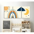 thumbnail image 3 of 3 Pcs Mid Century Modern Boho Sun Canvas Wall Art Neutral Abstract Minimalism Bohemian Mountains Plants Pictures Wall Decor Posters Prints Artwork for Bedroom Living Room Home Decoration, 3 of 7