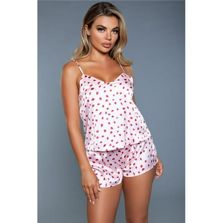 

BeWicked 2087-PK-RD-M Women Blossom Pajama Set Pink & Red - Medium - 2 Piece