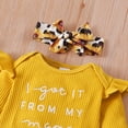 thumbnail image 5 of 12 Months Baby Girls Clothes 18 Months Girls 3PCS Fall Winter Clothing Set Letter Print Toddler Girls Long Sleeve Top Pants Headband Set Yellow, 5 of 8