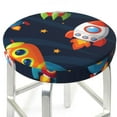thumbnail image 3 of Naloa Spaceships and Stars Round Bar Stool Cushion Cover 12-14 inch, Fits Kitchen, Office, Restaurant Chairs - 14 inch, 3 of 7