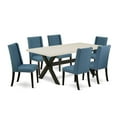 thumbnail image 2 of East West Furniture X627FL121-7 7-Piece Fashionable Dinette Set a Superb Linen White Modern Dining Table Top and 6 Attractive Linen Fabric Solid Wood Leg Chairs with Nail Heads and Stylish Chair..., 2 of 10