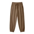thumbnail image 6 of Women's Linen Pants with Pockets Side Lace Trim Trendy Beach Vacation Casual Trousers Elastic Bottom (L, Khaki), 6 of 7