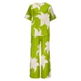 thumbnail image 5 of Neewe Women's Summer 2 Piece Outfits 2026 Short Sleeve Tops Wide Leg Pant Sets Casual Tracksuit-Green L, 5 of 9