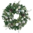 thumbnail image 2 of Northlight Green Pine Artificial Christmas Wreath with Berries and Iridescent Ornaments, 24-Inch, 2 of 7