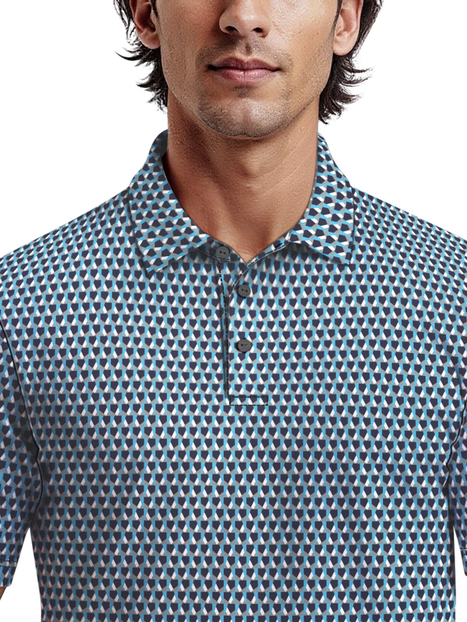 Ben Hogan Men's & Big Men's Performance Large Geometric Short Sleeve Polo Shirt, Sizes S-5XL
