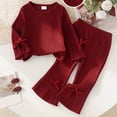 thumbnail image 5 of Mnyotv Girls Cute Red Bow Long Sleeve Tops and Flared Pants Toddler Baby Girl Fall Clothes Size 2-3 Years, 5 of 7