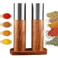 thumbnail image 2 of Juego De Molinillos De Sal Y Pimienta De Madera - Molinillo De Especias De Cocina,1, 2 of 5