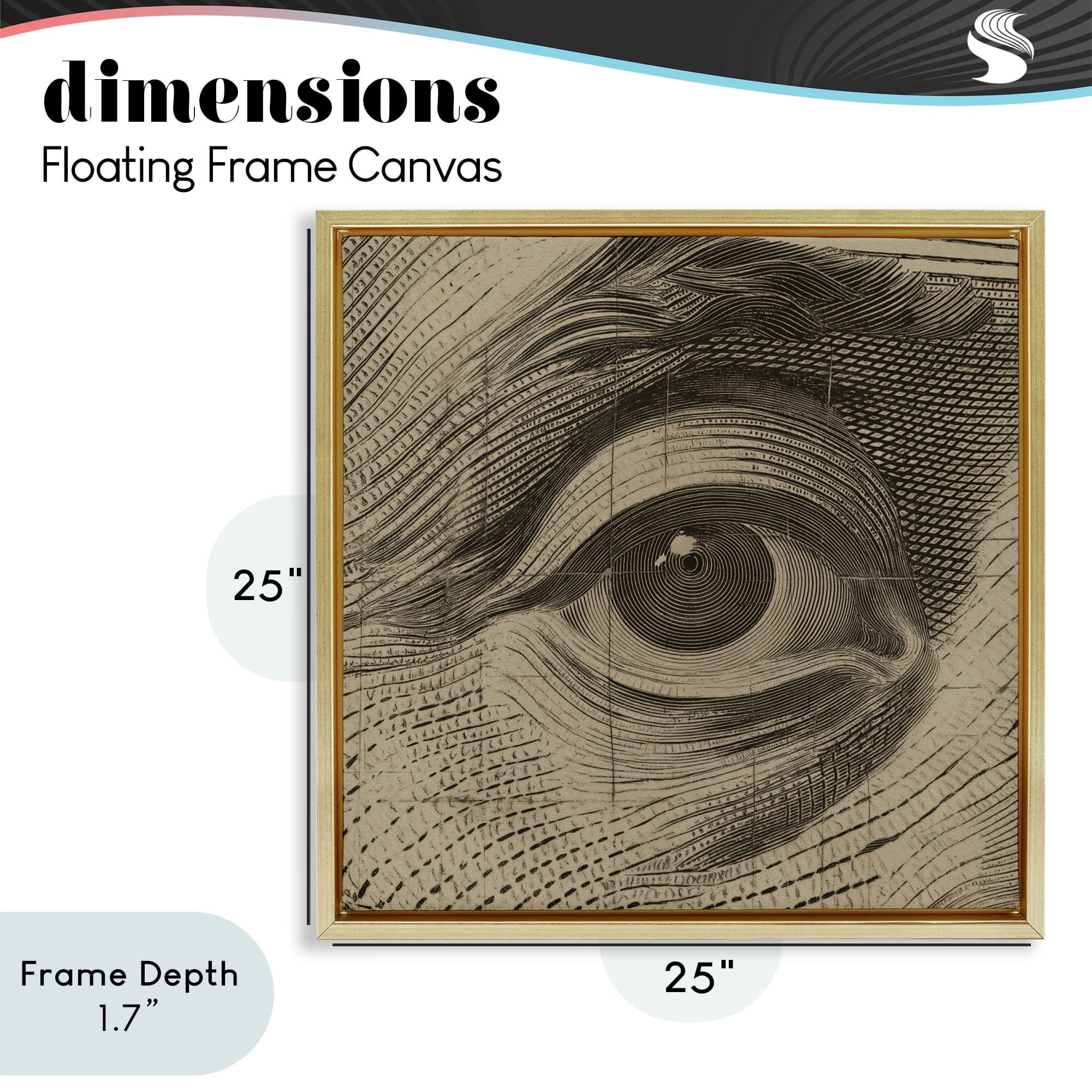 Stupell Industries Franklin's Gaze Eye Gold Framed Floater Canvas Wall Art, design by Svetlana Aleynikova