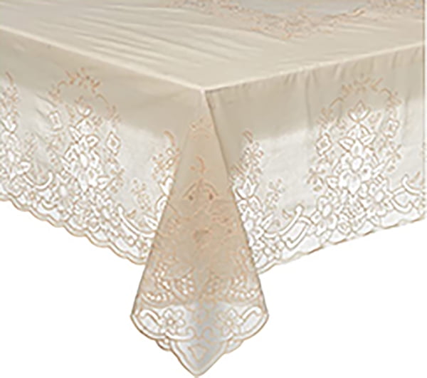 Vinyl White Lace Tablecloth 54" X 72" Design Table Cover Rectangle Wipe Clean 
