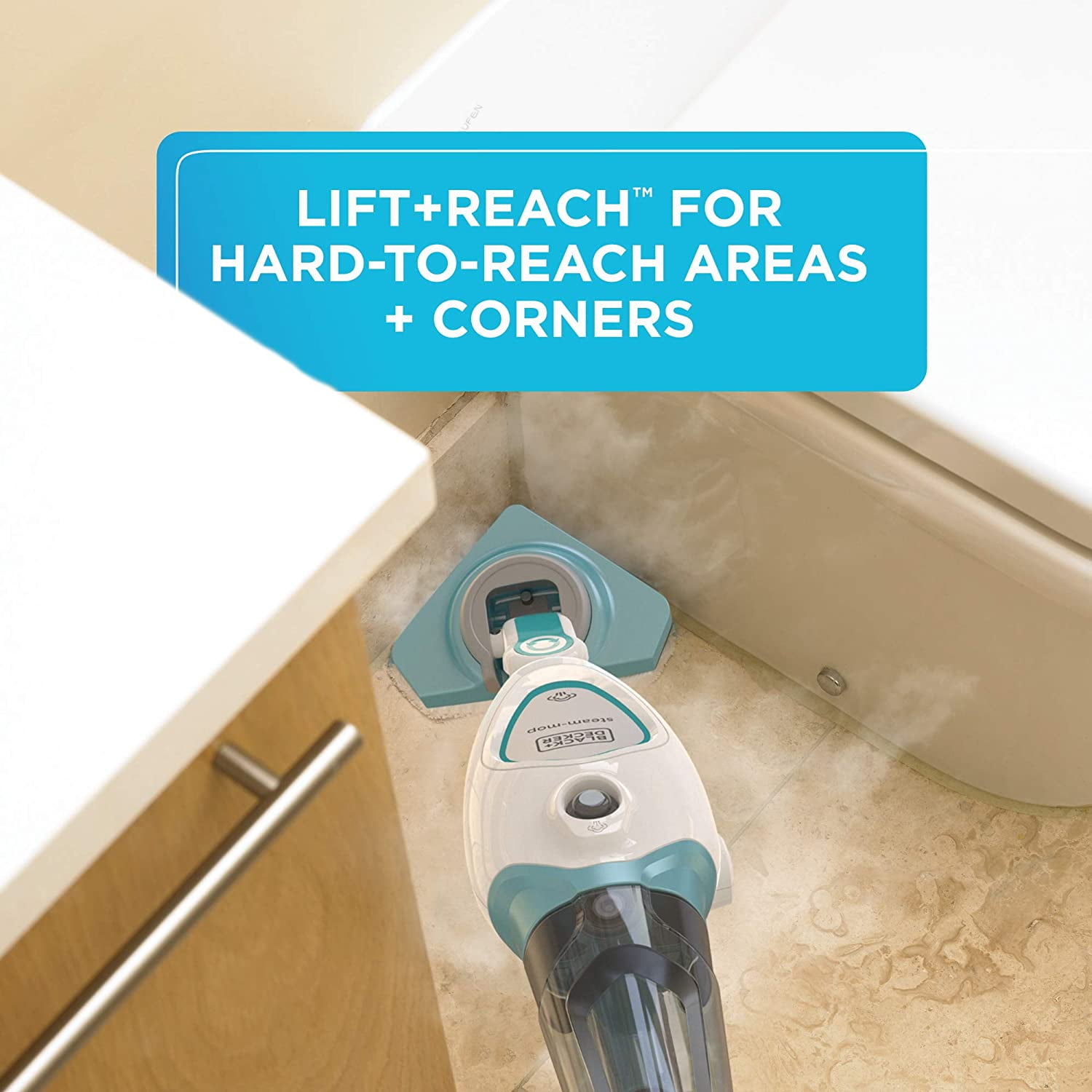 Black+Decker Steam Mop with Lift and Reach Detachable Head and Extra Mop  Pads, BDH1715SMAPB 