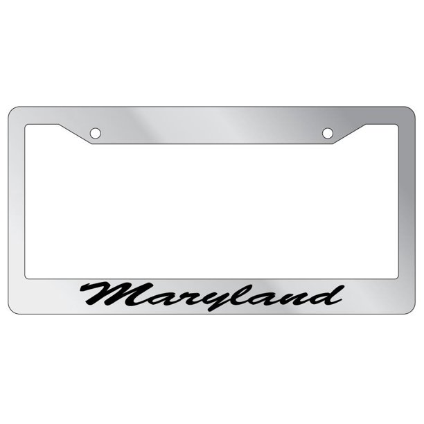 Maryland Script Chrome Plastic License Plate Frame EBS