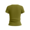 thumbnail image 5 of ClodeEU Women's Square Neck Henley Button Short Sleeve T-Shirt,Slim Fit Solid Color Casual Summer Top Army Green,Women's Plus L, 5 of 6