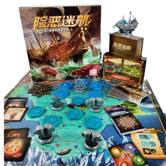 Dangerous Voyage Pirate Mystery Reasoning Board Game, 2-6 Players Interactive Party Bluffing Tabletop Game for Adults Teens