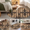 thumbnail image 5 of Farmhouse Brown Round Area Rug 5 FT, Non Slip Bedroom Rugs, Rustic Wooden Historical Barn Door Plank Washable Soft Circular Carpet Non-Shedding Floor Mat for Kitchen Dining Room Foyer Balcony Dorm, 5 of 8