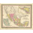 thumbnail image 2 of Vintage Maps 18x15 Black Ornate Wood Framed with Double Matting Museum Art Print Titled - Mexico and Guatamala 1849, 2 of 4
