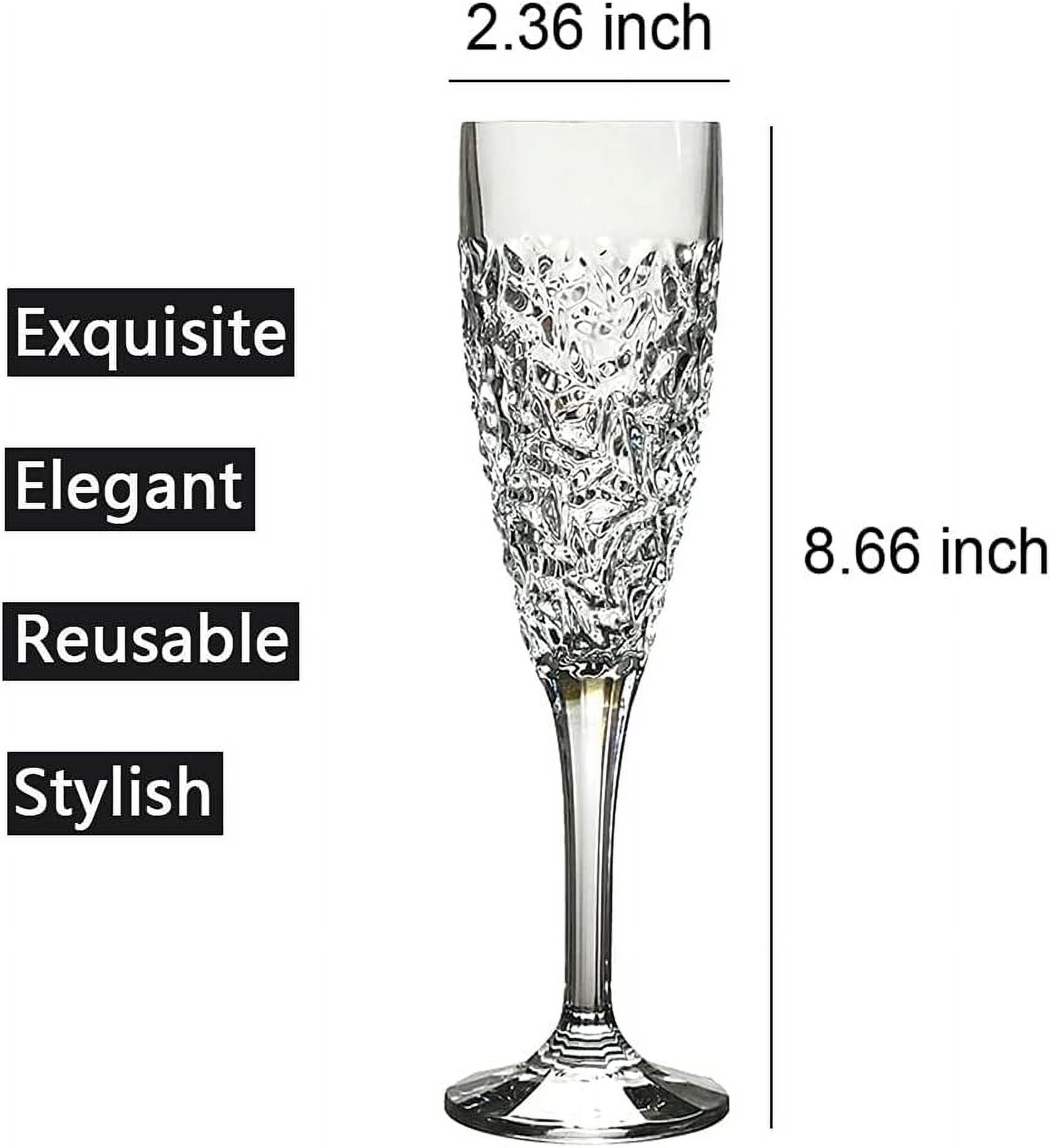 Set of 6 Unbreakable Champagne Flutes for Wedding Party Clear Tritan Plastic Champagne Glasses Dishwasher Safe BPA Free Acrylic Champagne Drinking Cups
