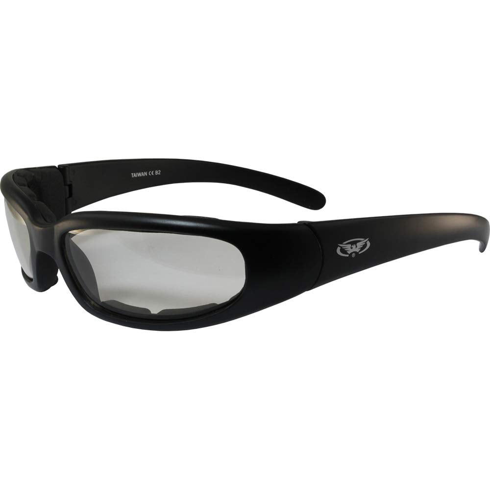 New Epoch Eyewear Lacrosse Foam Photochromic Padded Motorcycle Black Sunglasses 