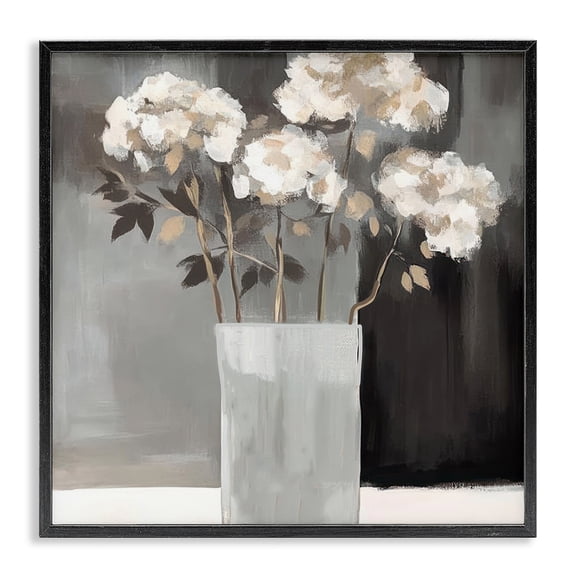 Stupell Industries Contemporary Vase of Grace on Grey Black Framed Giclee Art, 12 x 12, by Mona Grace