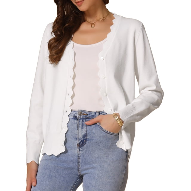 Cárdigan de suéter INSPIRE CHIC para mujeres, cuello en V, manga larga, frente abierto, cárdigans de punto bolero L Beige