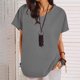 thumbnail image 2 of Vestidos Casuales Para Mujer, Blusas De Mujer De Moda Moda de verano para mujer, cuello en V, ocio, manga tres cuartos, color liso, 2 of 6