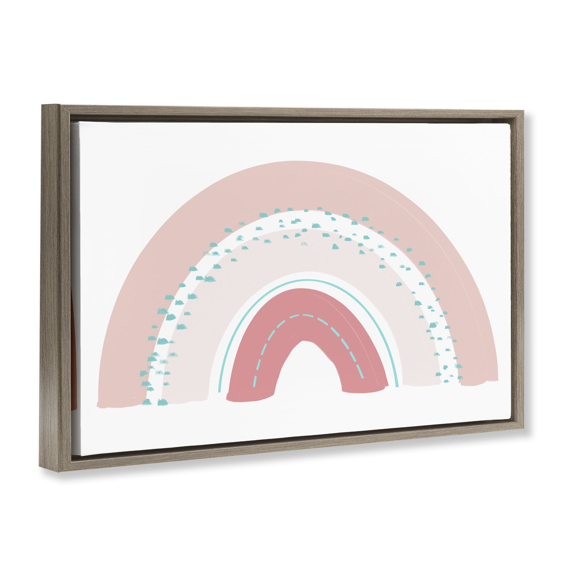 Stupell Industries Pink Rainbow with Speckles Brown Framed Floater Canvas Wall Art, design by Emily Navas