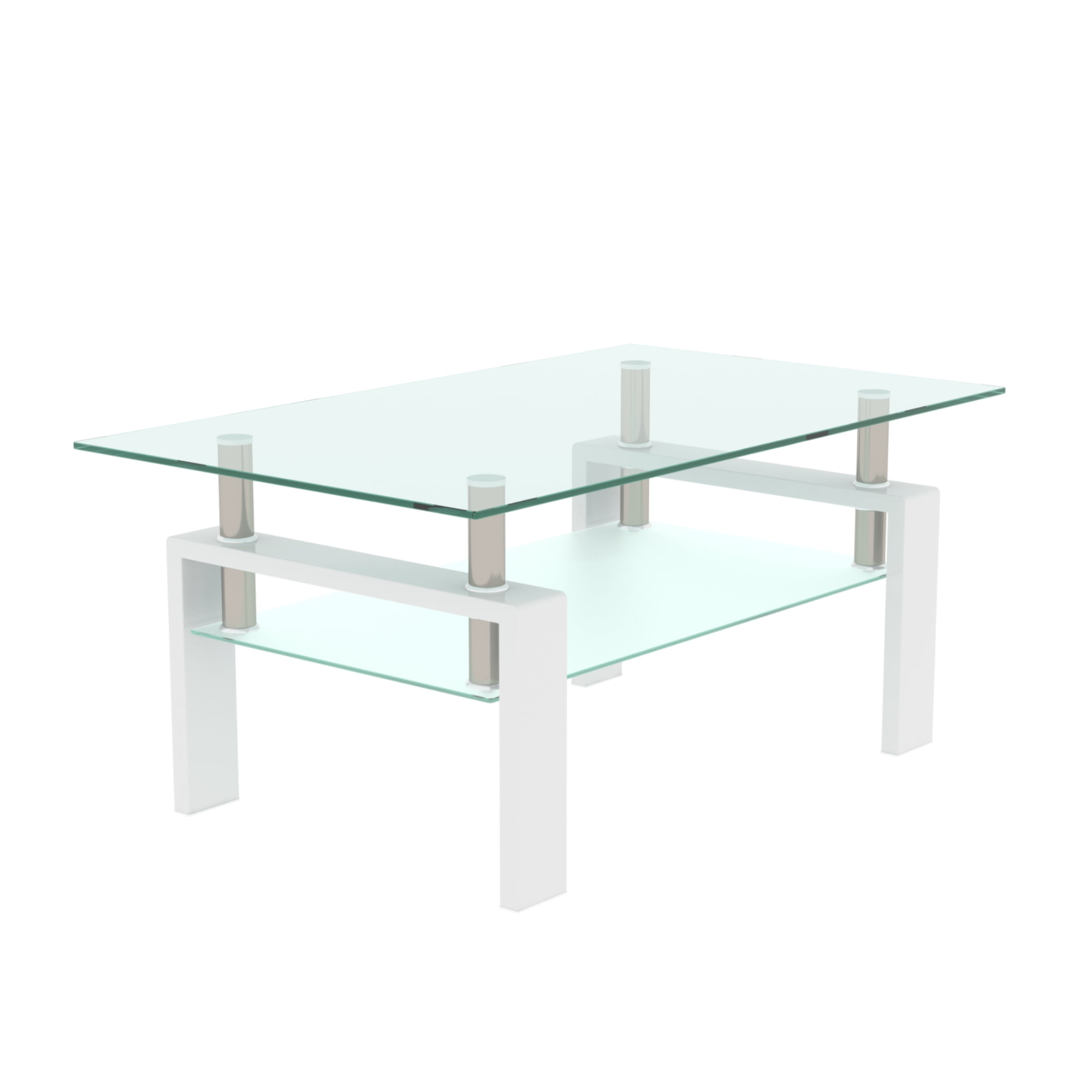 Yardi Yard Modern Tempered Glass Top Coffee Table with Storage Shelf, Clear Rectangle Center Table Sofa Table with Wood Legs for Living Room Home Furniture White Yardi Yard Modern Tempered Glass Top Coffee Table with Storage Shelf, Clear Rectangle Center Table Sofa Table with Wood Legs for Living Room Home Furniture White
