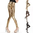 thumbnail image 4 of Sufanic Women High Waist Shiny Wet Shiny Print Slim Pants Faux Leather Stretch Leggings, 4 of 9